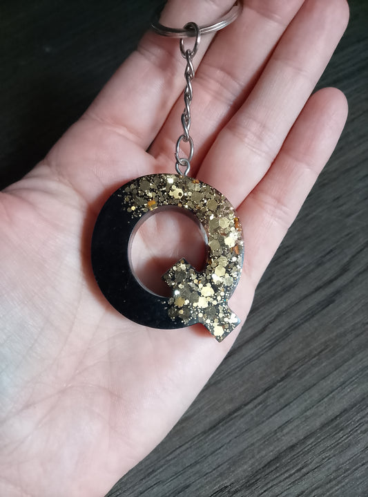 porte clé Q noir or