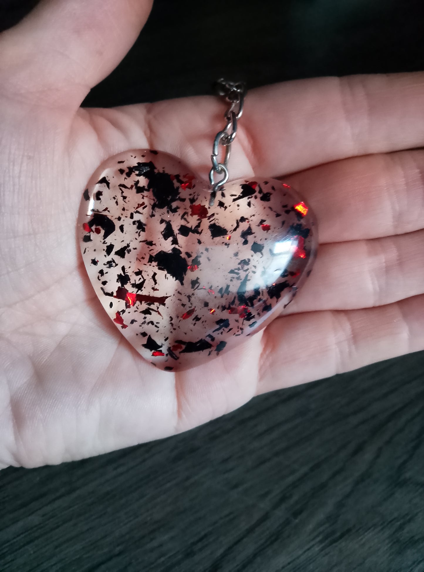 porte cle coeur noir rouge