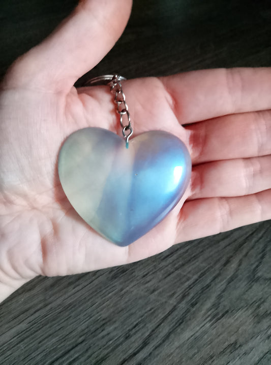 porte clé coeur nacré