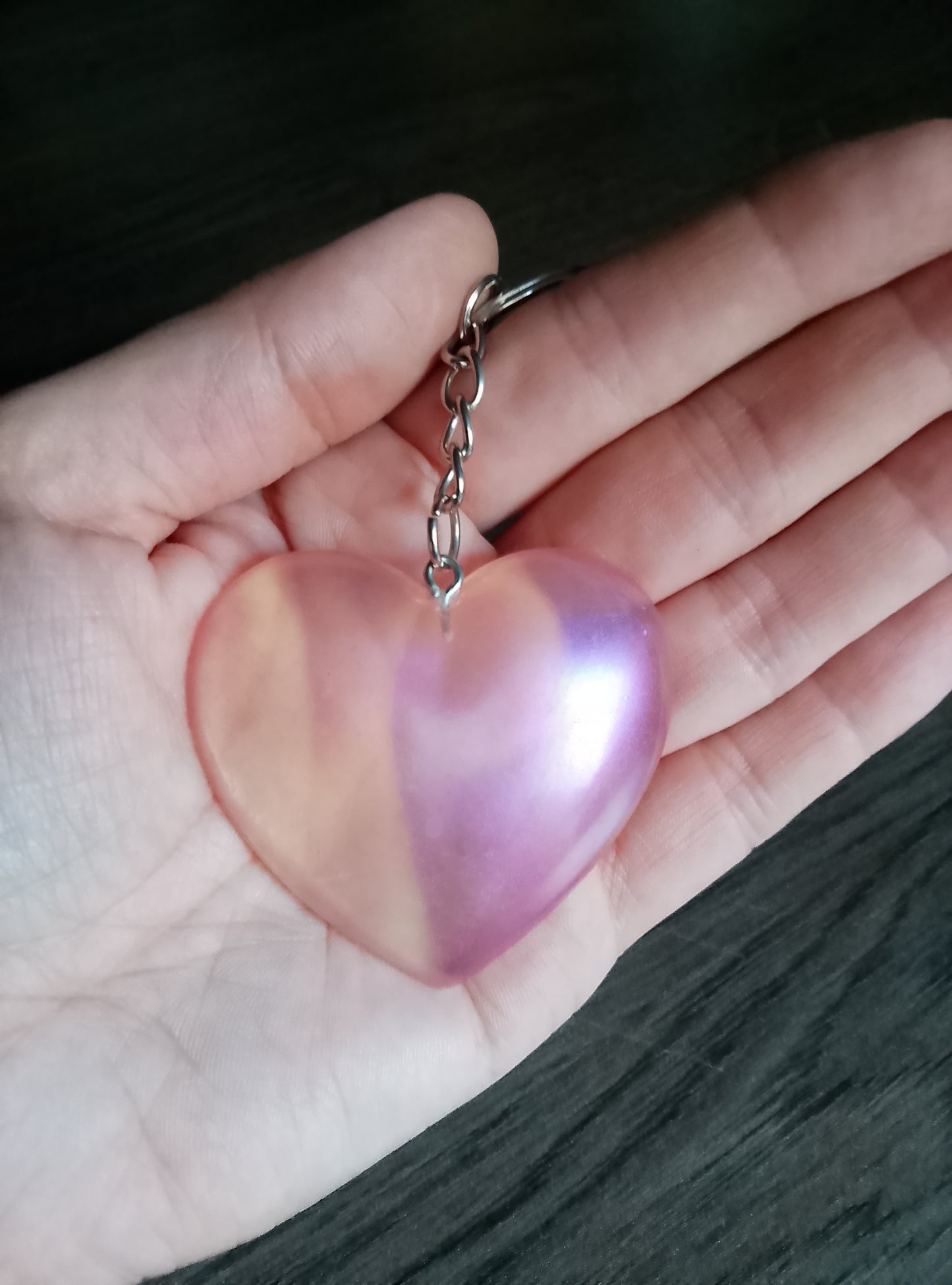 porte clé coeur nacré