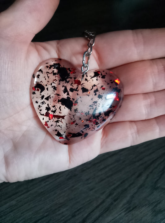 porte cle coeur noir rouge