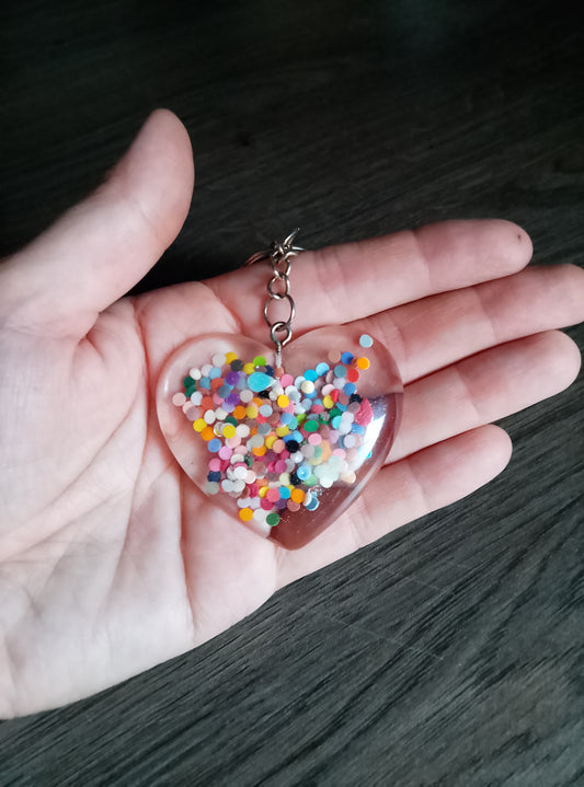 porte cle coeur multicolore
