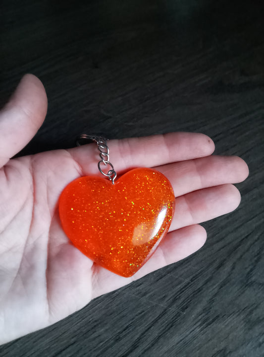 porte cle coeur orange