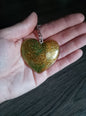 porte cle coeur vert et or