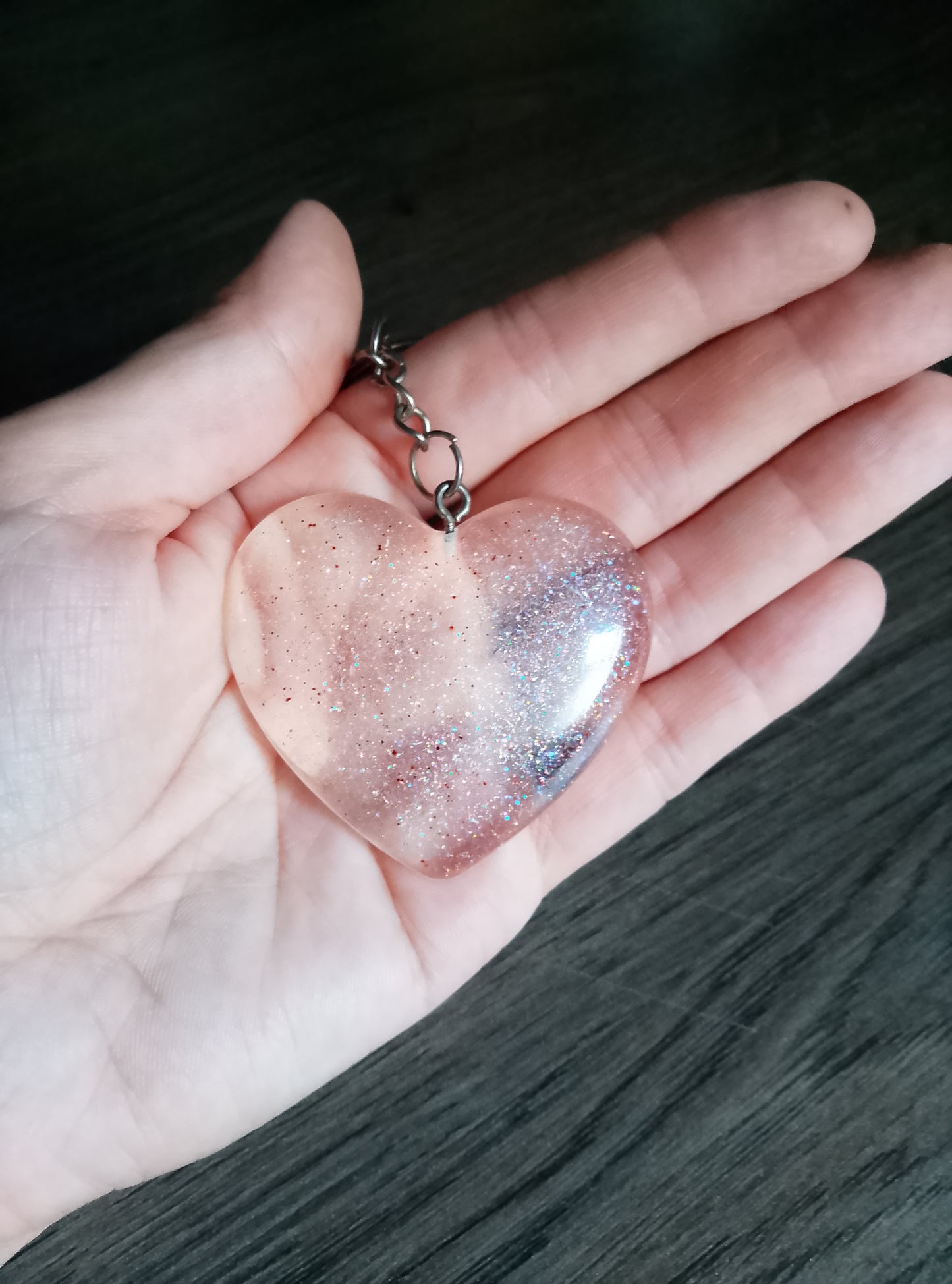 porte cle coeur paillette