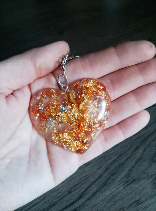 porte cle coeur or/argent/cuiré